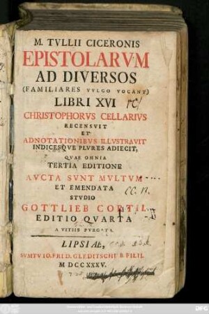 M. Tvllii Ciceronis Epistolarvm Ad Diversos (Familiares Vvlgo Vocant) Libri XVI