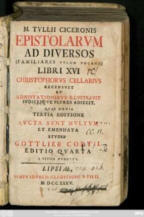 M. Tvllii Ciceronis Epistolarvm Ad Diversos (Familiares Vvlgo Vocant) Libri XVI