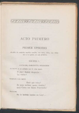 Escena I. : Alcalde, Sargento, soldados