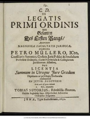 De Legatis Primi Ordinis