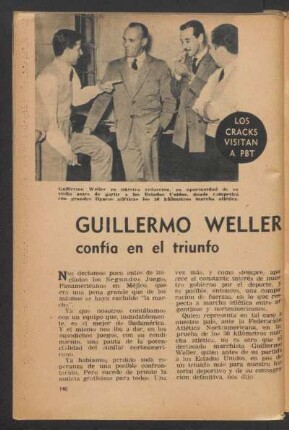 Guillermo Weller confía en el triunfo : Los cracks visitan a PBT