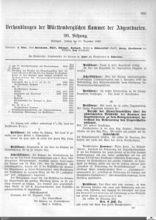 98. Sitzung, Stuttgart, 15.12.1899