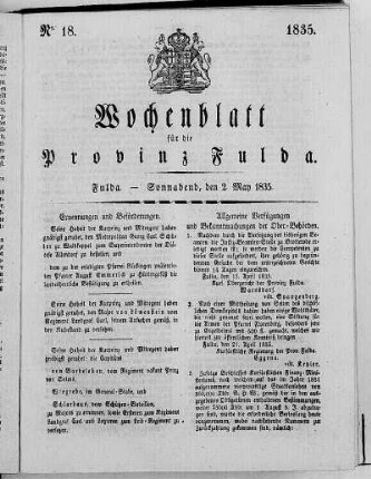 Nr. 18, Ausgabe vom 2. Mai 1835