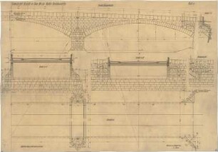 Fischer, Theodor; Jena; Camsdorfer Brücke - Rechte Brückenhälfte (Grundriss, Ansichten, Schnitte)