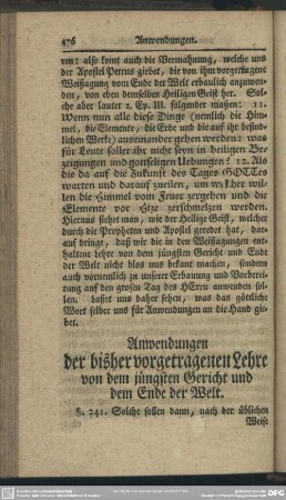 Anwendungen der bisher vorgetragenen Lehre von dem jüngsten Gericht und dem Ende der Welt