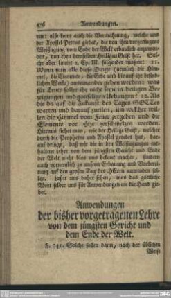 Anwendungen der bisher vorgetragenen Lehre von dem jüngsten Gericht und dem Ende der Welt
