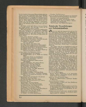 Belehrende Veranstaltungen und Volkshochschulkurse