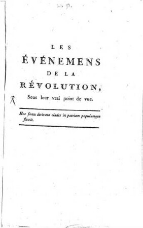 Les Evénemens de la Revolution