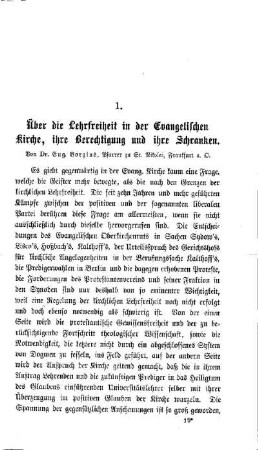 Über die Lehrfreiheit in der Evangelischen Kirche, ihre Berechtigung und ihre Schranken