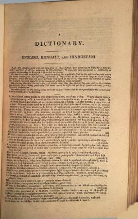 A dictionary of the principal languages spoken in the Bengal Presidency, English, Bángálí and Hindústaní