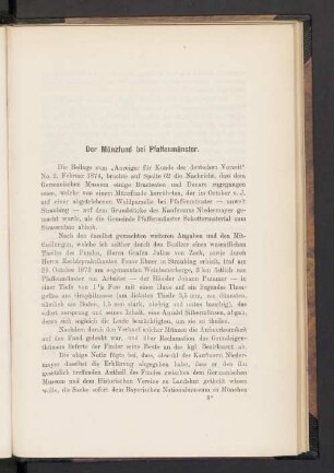 Der Münzfund bei Pfaffenmünster