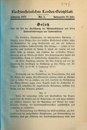 Liechtensteinisches Landesgesetzblatt. 1873
