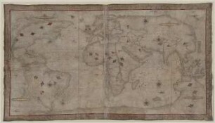 Weltkarte, Handzeichnung auf Pergament, 1541 : [Weltkarte] / Faicte ... par Nicolas Desliens. - Dieppe , 1541. - 1 Kt. : Handzeichnung auf Pergament ; 111 x 62 cm