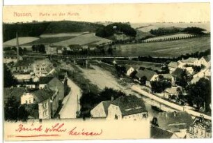 Nossen. Blick auf Nossen mit Mulde und Brücke