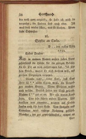 16. Sophie an Carln. B .. den 20sten März 1755.