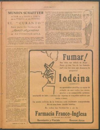 Mundin Schaffter, autor de la novela corta, que se pública en este número "El "curanto", hace para los lectores de Mundo Argentino su autobiografía