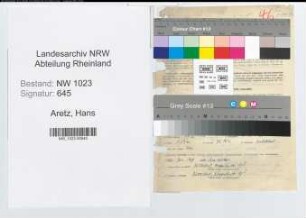 Entnazifizierung Hans Aretz , geb. 17.06.1913 (Arbeiter)