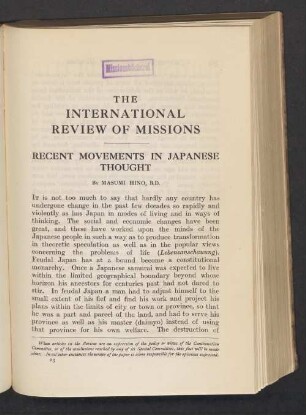 Recent movements in japanese thought