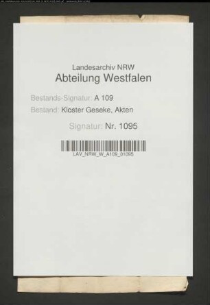 Verzeichnis der Wildischen (Brandenburgischen), in der Stockheimer Bauerschaft zu Geseke gelegenen Stiftsländereien.