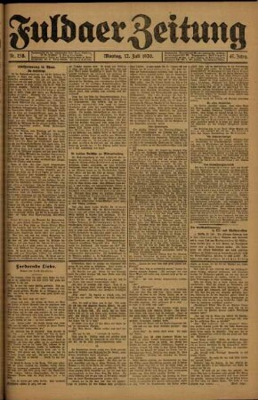 Ausgabe vom Montag, den 12. Juli 1920.