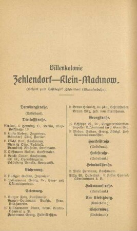 Villenkolonie Zehlendorf - Klein-Machnow