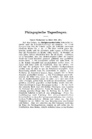 Pädagogische Tagesfragen