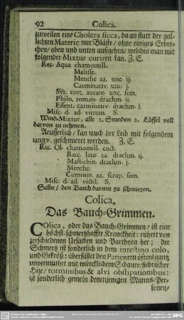 Colica. Das Bauch-Grimmen