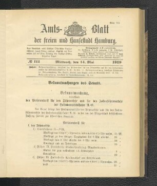 No.111, Mittwoch, den 14. Mai 1919