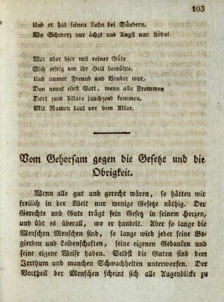 Vom Gehorsam gegen die Gesetze und die Obrigkeit