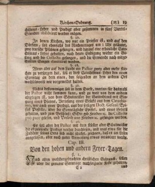 Cap. III. Von den hohen und andern Feyer-Tagen.