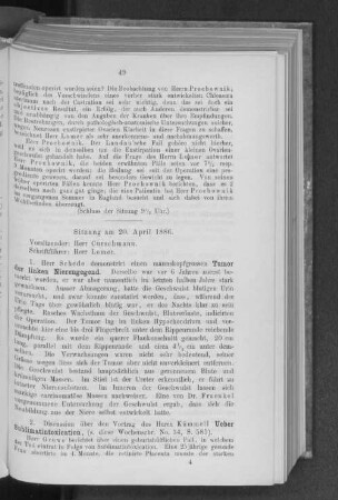 Sitzung am 20. April 1886.