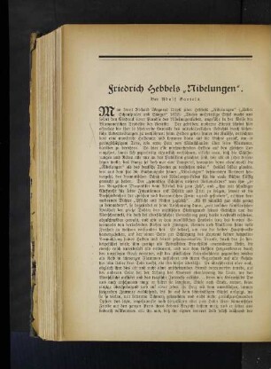 Friedrich Hebbels "Nibelungen". Von Adolf Bartels.