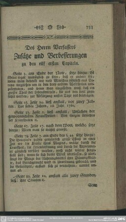 Des Herrn Verfassers Zusätze und verbesserungen zu den eilf ersten Capiteln