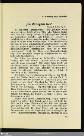 5. Sonntag nach Trinitatis. ‚Im Geringsten treu’