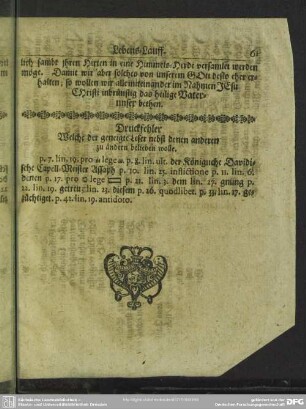 Druckfehler Welche der geneigte Leser nebst denen anderen zu ändern belieben wolle