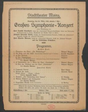 Programmzettel für ein Sinfoniekonzert