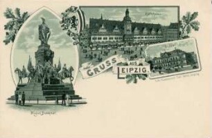 Gruss aus Leipzig: Sieges-Denkmal, Rathaus, Börse