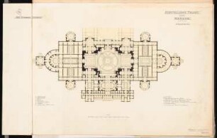 Ausstellungspalast für Berlin Schinkelwettbewerb 1881: Grundriss des zentralen Ausstellungspalastes 1:500