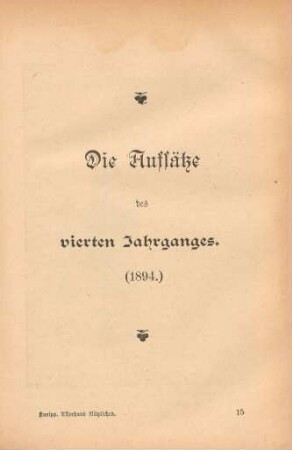 Die Aufsätze des vierten Jahrganges (1894)