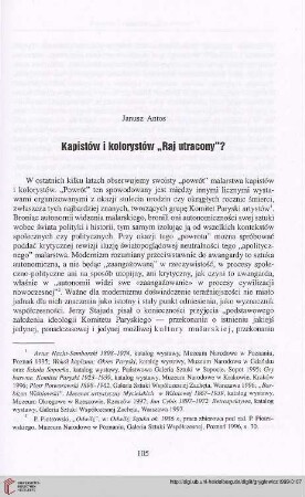 Kapistów i kolorystów "Raj utracony"?