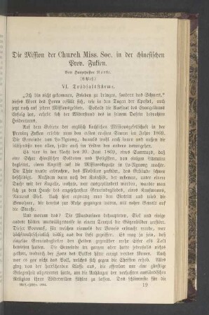 Die Mission der Church Miss. Soc. in der chinesischen Prov. Fukien