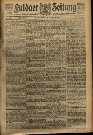 Erste Ausgabe vom Mittwoch, den 12. Oktober 1910.
