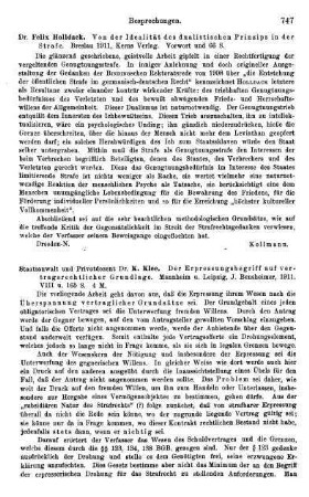 747, Felix Holldack. Von der Idealität des dualistischen Prinzips in der Strafe. 1911