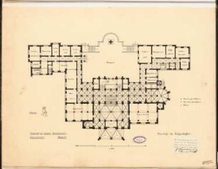 Provinzial-Ständehaus Schinkelwettbewerb 1897: Grundriss Erdgeschoss 1:200