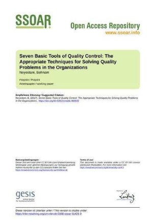 Seven Basic Tools of Quality Control: The Appropriate Techniques for Solving Quality Problems in the Organizations