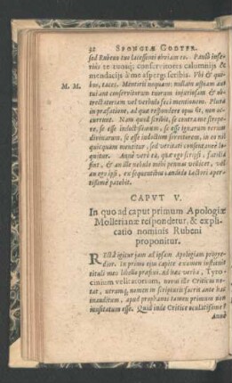 Caput V. In quo ad caput primum Apologiae Mollerianae respondetur, & explicatio nominis Rubeni proponitur.