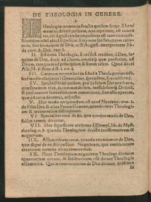 De Theologia In Genere.