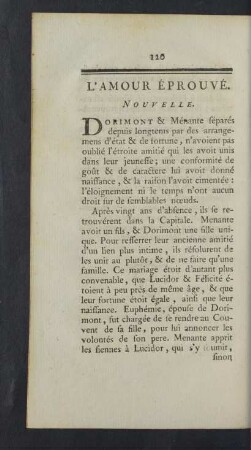 L'Amour Éprouvé. Nouvelle.