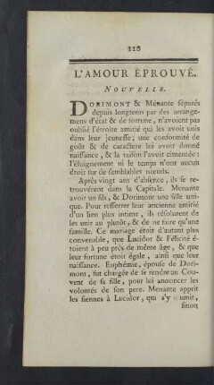L'Amour Éprouvé. Nouvelle.
