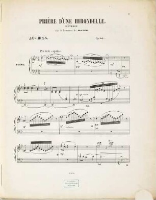 Prière d'une hirondelle : rêverie pour piano sur une romance de Masini ; op. 90